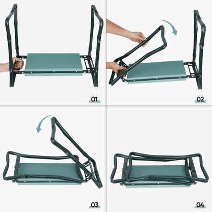 Folding Garden Kneeler Knee Bench Stool Soft Cushion Seat Pad & Tool Pouch