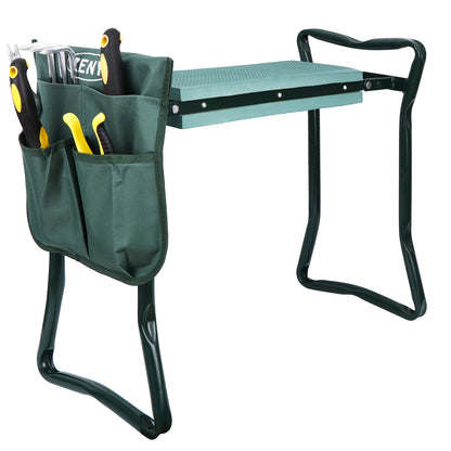 Folding Garden Kneeler Knee Bench Stool Soft Cushion Seat Pad & Tool Pouch