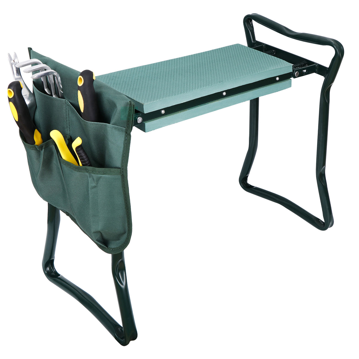 Folding Garden Kneeler Knee Bench Stool Soft Cushion Seat Pad & Tool Pouch
