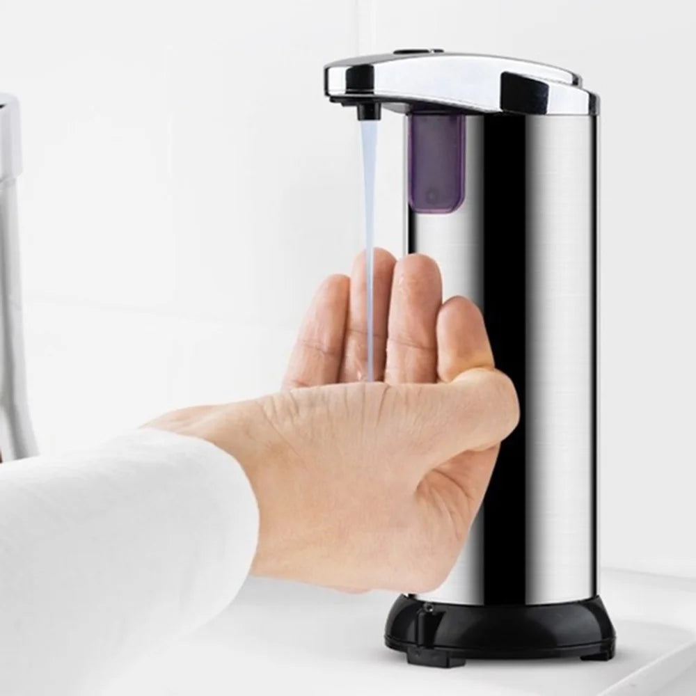 Touchless Automatic Liquid Soap Dispenser - Battery Operated Stainless Steel in Silver