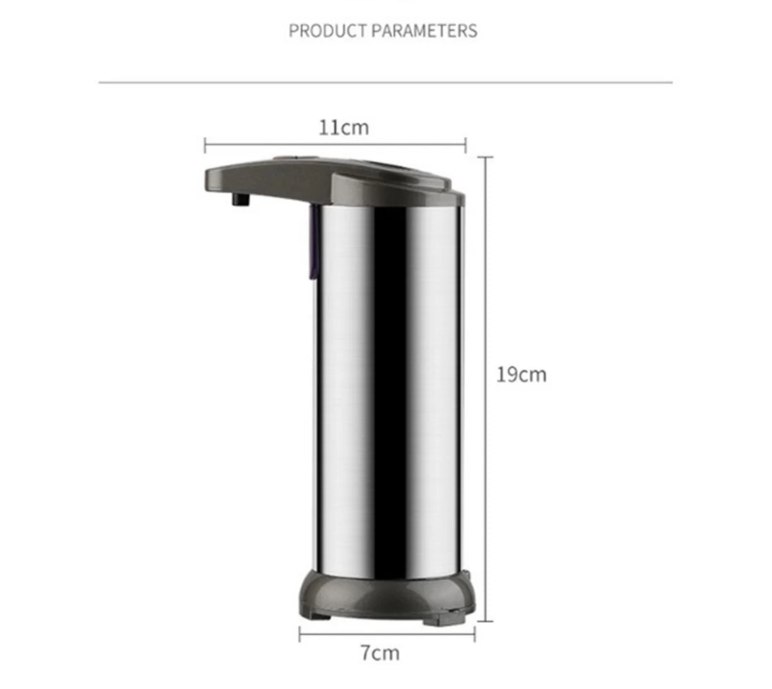 Touchless Automatic Liquid Soap Dispenser - Battery Operated Stainless Steel in Silver