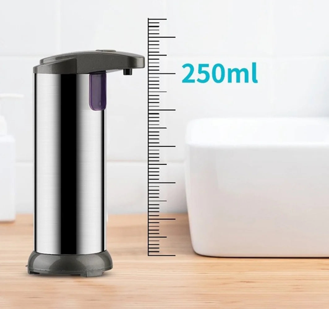 Touchless Automatic Liquid Soap Dispenser - Battery Operated Stainless Steel in Silver