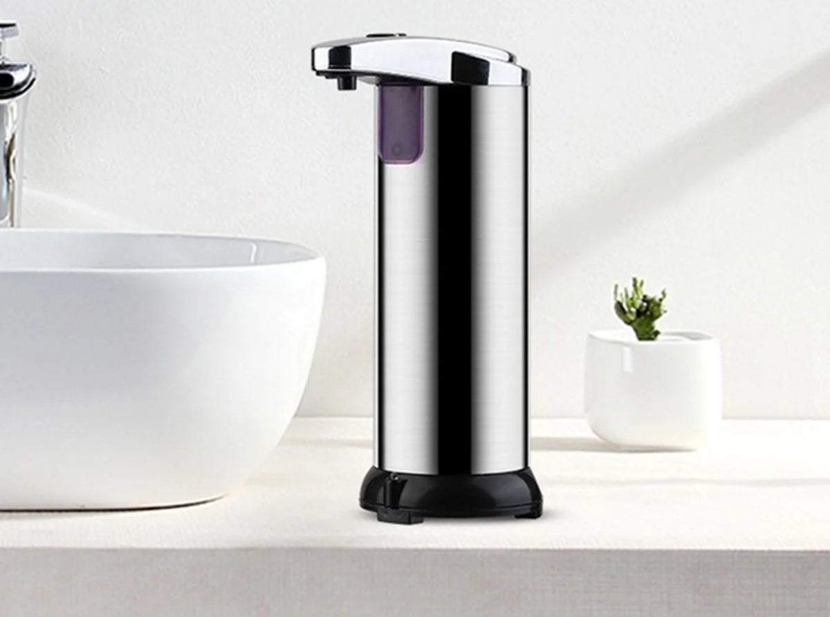 Touchless Automatic Liquid Soap Dispenser - Battery Operated Stainless Steel in Silver