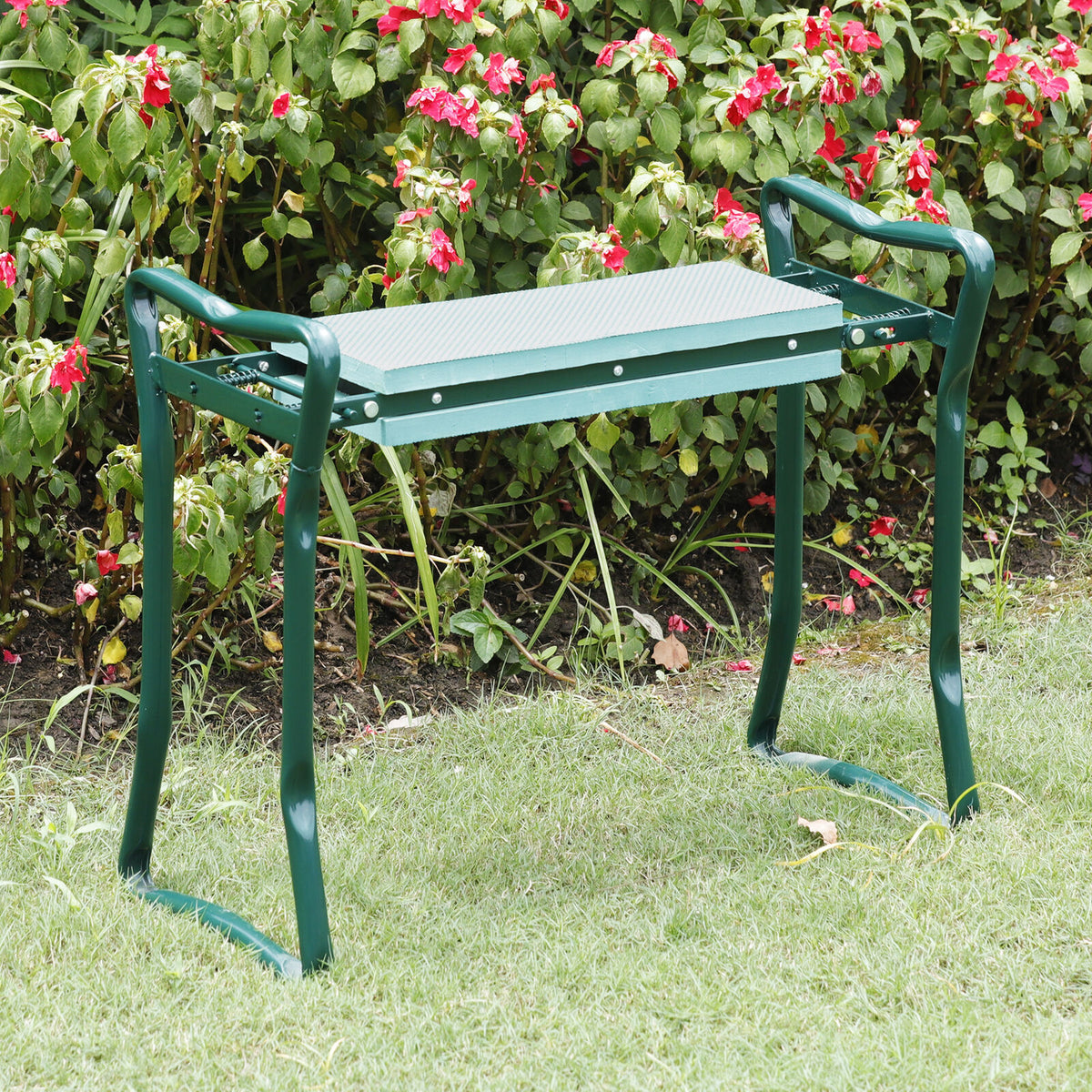 Folding Garden Kneeler Knee Bench Stool Soft Cushion Seat Pad & Tool Pouch