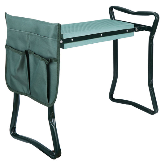 Folding Garden Kneeler Knee Bench Stool Soft Cushion Seat Pad & Tool Pouch